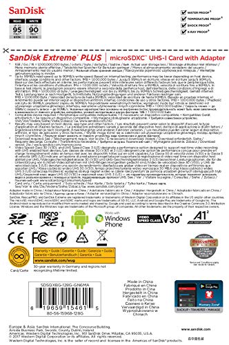 128GB SanDisk Extreme Plus microSDXC UHS-I Memory Card