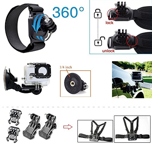 TEKCAM 31 in 1 Action Camera Accessories Bundle Kit Compatible with Gopro Hero 10 9 8 7 6,AKASO EK7000 Remali Capture Cam Campark Apeman Dragon Touch 4k Action Camera