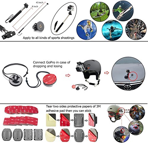 TEKCAM 31 in 1 Action Camera Accessories Bundle Kit Compatible with Gopro Hero 10 9 8 7 6,AKASO EK7000 Remali Capture Cam Campark Apeman Dragon Touch 4k Action Camera