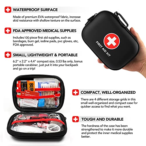Compact First Aid Kit - 100 Water-Resistant Pieces
