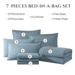 Monbix 7-Piece Queen Dusty Blue Bedding Set