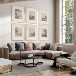 Set of 6 Neutral Vintage Canvas Wall Art