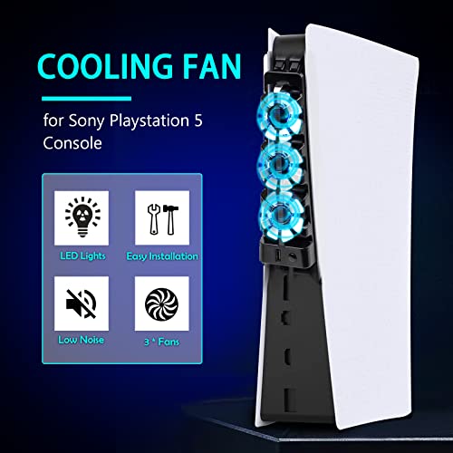PS5 Cooling Fan with LED Light & USB Port