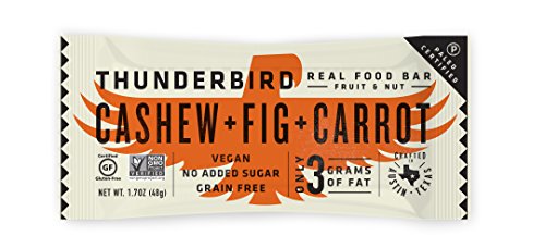 Thunderbird Paleo and Vegan Real Food Bars - Cashew Fig Carrot - Box of 15 - no Added Sugar, Grain-Free, Vegan, Non-GMO