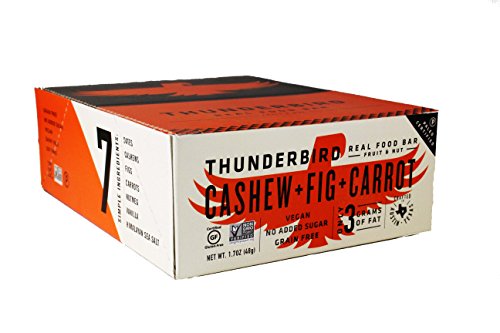 Thunderbird Paleo and Vegan Real Food Bars - Cashew Fig Carrot - Box of 15 - no Added Sugar, Grain-Free, Vegan, Non-GMO