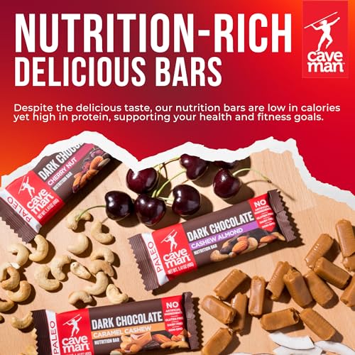 Caveman Foods Paleo Friendly Nutrition Bar Dark Chocolate Cashew Almond, 16.9 Ounce, 12 Count