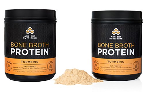 Ancient Nutrition Bone Broth Protein - Turmeric - 15,900mg of Collagen - 1,256mg of Chondroitin - Over 19 Amino Acids, Key Minerals, Hyaluronic Acid and Glucosamine