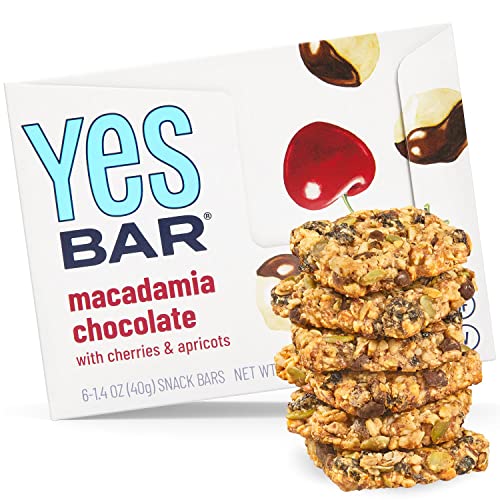 The YES Bar – Macadamia Chocolate – Plant Based Protein, Decadent Snack Bar – Vegan, Paleo, Gluten Free, Dairy Free, Low Sugar, Healthy Snack, Breakfast, Low Carb, Keto Friendly (Pack of 6)