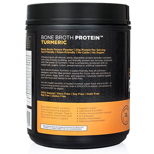 Ancient Nutrition Bone Broth Protein - Turmeric - 15,900mg of Collagen - 1,256mg of Chondroitin - Over 19 Amino Acids, Key Minerals, Hyaluronic Acid and Glucosamine