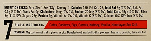 Thunderbird Paleo and Vegan Real Food Bars - Cashew Fig Carrot - Box of 15 - no Added Sugar, Grain-Free, Vegan, Non-GMO