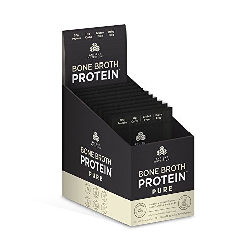 Ancient Nutrition Bone Broth Protein Powder, Pure Flavor, 15 Single Packets