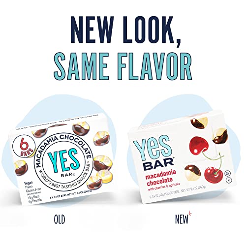 The YES Bar – Macadamia Chocolate – Plant Based Protein, Decadent Snack Bar – Vegan, Paleo, Gluten Free, Dairy Free, Low Sugar, Healthy Snack, Breakfast, Low Carb, Keto Friendly (Pack of 6)