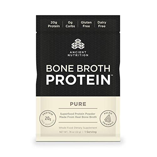 Ancient Nutrition Bone Broth Protein Powder, Pure Flavor, 15 Single Packets