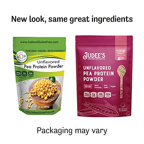 Judee’s Unflavored Pea Protein Powder (80% Protein) 1.5lb (24oz) - 100% Non-GMO, Keto-Friendly, Vegan - Dairy-Free, Soy-Free, Gluten-Free and Nut-Free - Easily Dissolve in Liquids