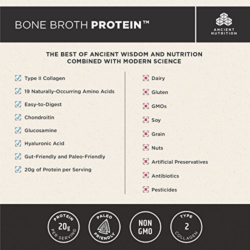 Ancient Nutrition Bone Broth Protein Powder, Pure Flavor, 15 Single Packets