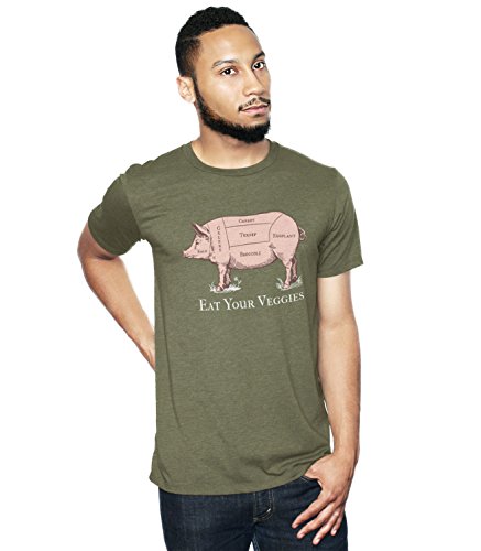 Headline Shirts Men's Green Eat Your Veggies Funny Paleo Food Graphic T-Shirt