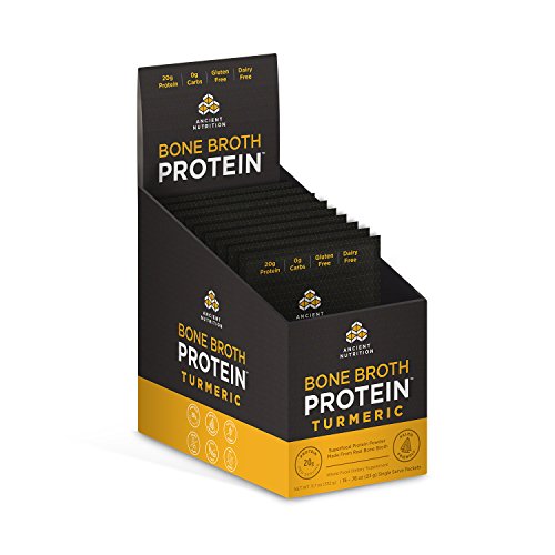 Ancient Nutrition Bone Broth Protein Powder, Turmeric Flavor, 15 Servings