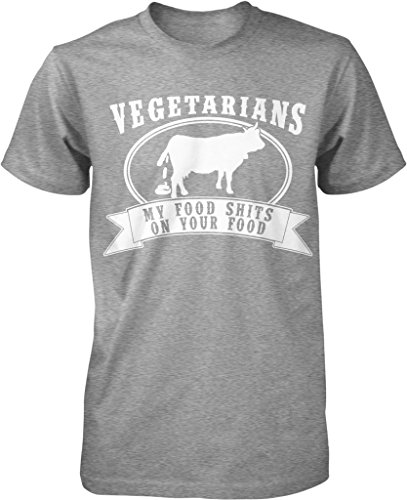 NOFO Clothing Co Vegetarian, My Food Shits On Your Food, Tree Hugger, Paleo Diet Men's T-Shirt, M LtGray