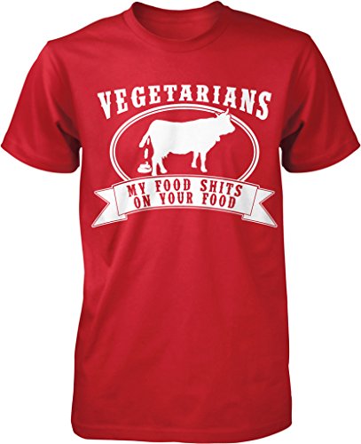 NOFO Clothing Co Vegetarian, My Food Shits On Your Food, Tree Hugger, Paleo Diet Men's T-Shirt, L Red