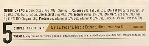 Thunderbird Paleo and Vegan Real Food Bars - Texas Maple Pecan - Box of 15 - no Added Sugar, Grain-Free, Vegan, Non-GMO