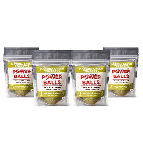 Paleo Angel Power Balls Healthy Paleo Approved Gluten Free AIP Protein Snack Bars (Matcha Green Tea Latte 4-Pack)