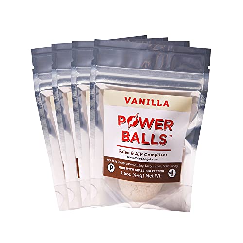 Paleo Angel Power Balls Healthy Paleo Approved Gluten Free AIP Protein Snack Bars (4 Pack) (Vanilla)