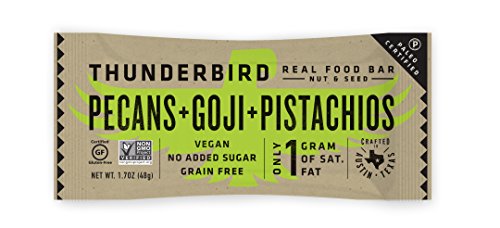 Thunderbird Paleo and Vegan Real Food Bars - Pecans Goji and Pistachios - Box of 15 - no Added Sugar, Grain-Free, Vegan, Non-GMO