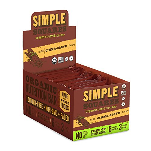 Simple Squares Paleo Protein Bars Organic, Non Gmo, No Dairy, Low Carb, Gluten Free, 19.2 oz
