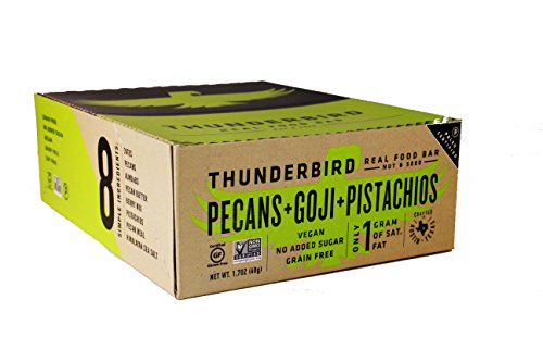 Thunderbird Paleo and Vegan Real Food Bars - Pecans Goji and Pistachios - Box of 15 - no Added Sugar, Grain-Free, Vegan, Non-GMO