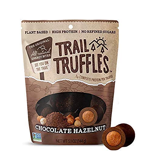 TRAIL TRUFFLES – Dark Chocolate Nut-Butter Filled Protein Bites – Healthy, Plant Based, Gluten Free, Dairy Free, Soy Free, Non-GMO Snacks (Chocolate Hazelnut, 4 Pack)
