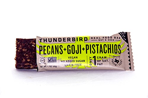 Thunderbird Paleo and Vegan Real Food Bars - Pecans Goji and Pistachios - Box of 15 - no Added Sugar, Grain-Free, Vegan, Non-GMO