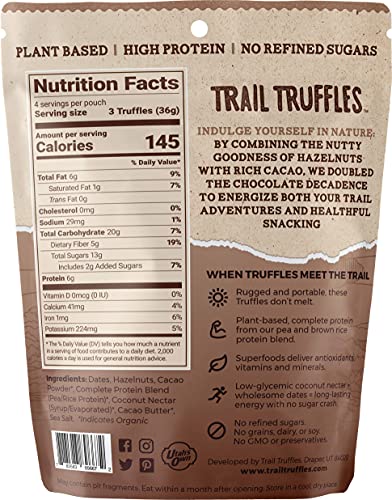 TRAIL TRUFFLES – Dark Chocolate Nut-Butter Filled Protein Bites – Healthy, Plant Based, Gluten Free, Dairy Free, Soy Free, Non-GMO Snacks (Chocolate Hazelnut, 4 Pack)