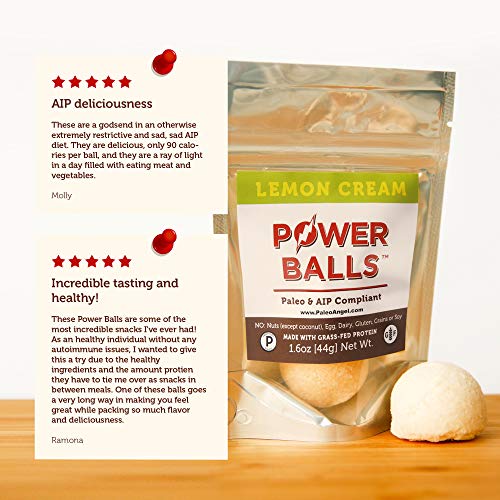 Paleo Angel Power Balls Healthy Paleo Approved Gluten Free AIP Protein Snack Bars (Lemon Cream 4-Pack)