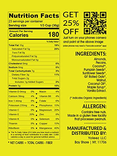 Granola Bakery - Vanilla Almond Low Carb Granola - 4g Net Carb, 1.5lb Bulk Bag, Low Sugar Keto Oatmeal, Gluten Free Nut Cereal, Diabetic Friendly, Natural Ingredients Only
