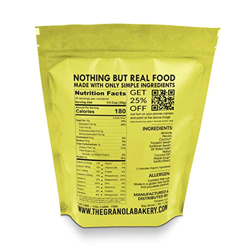 Granola Bakery - Vanilla Almond Low Carb Granola - 4g Net Carb, 1.5lb Bulk Bag, Low Sugar Keto Oatmeal, Gluten Free Nut Cereal, Diabetic Friendly, Natural Ingredients Only
