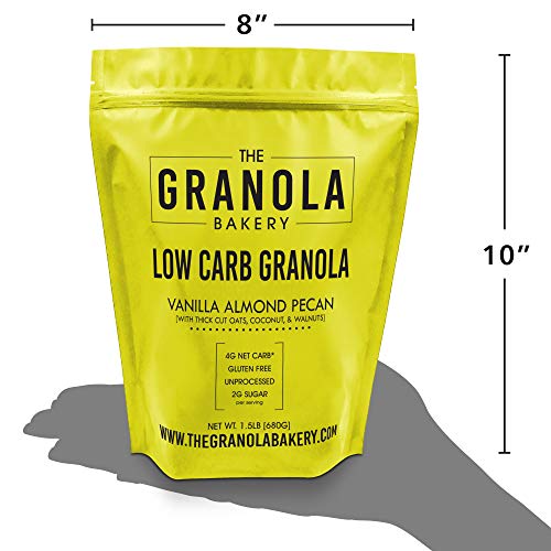 Granola Bakery - Vanilla Almond Low Carb Granola - 4g Net Carb, 1.5lb Bulk Bag, Low Sugar Keto Oatmeal, Gluten Free Nut Cereal, Diabetic Friendly, Natural Ingredients Only