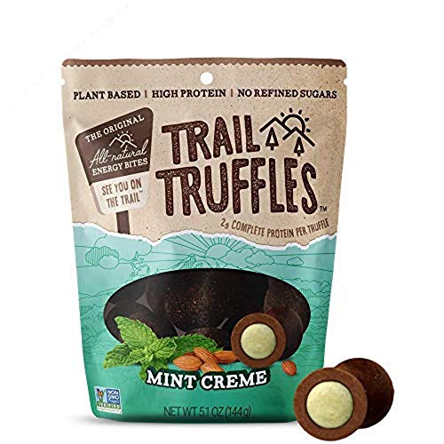 TRAIL TRUFFLES – Dark Chocolate Nut-Butter Filled Protein Bites – Healthy, Plant Based, Gluten Free, Dairy Free, Soy Free, Non-GMO Snacks (Mint Crème, 4 Pack)
