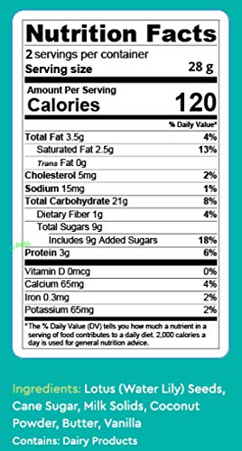 Lotus Pops - Popped Lotus (Water Lily) Seed Snacks – Low Calorie Gluten Free Snacks | Plant Protein | Roasted Not-Fried | Paleo | GrainFree | Non GMO | Healthy Dessert | (Creamy Coconut 4 2oz Packs)