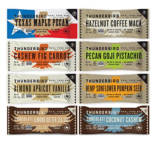 Thunderbird Paleo and Vegan Real Food Bars - Sampler Pack - Box of 15 - no Added Sugar, Grain-Free, Vegan, Non-GMO