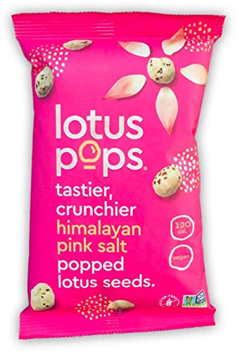 Lotus Pops - Popped Lotus (Water Lily) Seed Snacks – Low Calorie Gluten Free and Vegan Snacks | Plant Protein | Roasted Not-Fried | Paleo | Grain Free | Non GMO Certified | (Pink Salt 4 1oz Packs)
