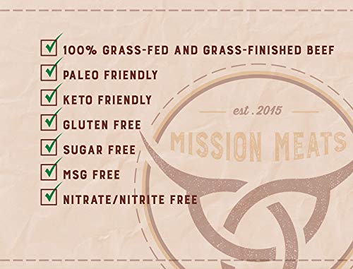 Mission Meats Sugar Free Keto Snacks Grass Fed Beef Bars Whole 30 Gluten Free MSG Free Nitrate Nitrite Free Paleo Healthy Snacks Natural Meat Sticks Beef Jerky Zero Sugar Protein Snacks (24-Count)