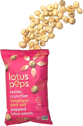 Lotus Pops - Popped Lotus (Water Lily) Seed Snacks – Low Calorie Gluten Free and Vegan Snacks | Plant Protein | Roasted Not-Fried | Paleo | Grain Free | Non GMO Certified | (Pink Salt 4 1oz Packs)