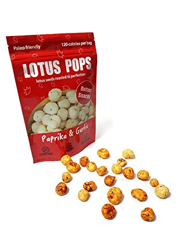Lotus Pops, Low Carb, Gluten-Free, Corn-Free, Soy-Free, Potato-Free, Paleo Friendly, Baked, Healthy Snacks, Paprika Garlic, 1 ounce bag (Pack of 4)