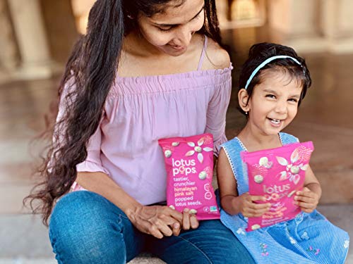 Lotus Pops - Popped Lotus (Water Lily) Seed Snacks – Low Calorie Gluten Free and Vegan Snacks | Plant Protein | Roasted Not-Fried | Paleo | Grain Free | Non GMO Certified | (Pink Salt 4 1oz Packs)