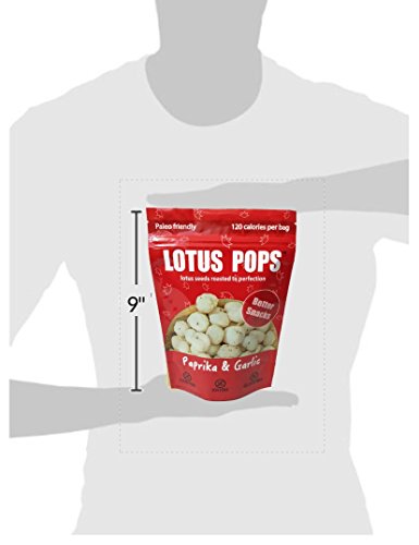 Lotus Pops, Low Carb, Gluten-Free, Corn-Free, Soy-Free, Potato-Free, Paleo Friendly, Baked, Healthy Snacks, Paprika Garlic, 1 ounce bag (Pack of 4)