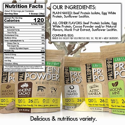 PaleoPro Protein Powder (Aztec Vanilla 1lb.) Grass-Fed, Pastured, Cage-Free Protein | Gluten Free, Dairy Free. No Sugar, Soy, Grains or Net Carbs | Paleo & Keto Friendly (15 Servings)