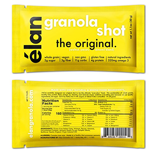 ELAN Heart Healthy Nut Cluster Granola - Low Sugar Snack, Gluten Free Cereal - Low Carb Whole Grain Breakfast To Go - Nutty Single Serve Oatmeal (Coconut Almond Pecan Walnut, 12 Pack)