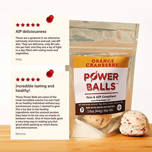 Paleo Angel Power Balls Healthy Paleo Approved Gluten Free AIP Protein Snack Bars (Orange Cranberry 4-Pack)