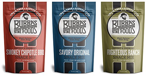 Paleo Snack Mix Bubbas Fine Foods Variety Pack, 3 Flavors,7 Ounce,(Pack of 3)