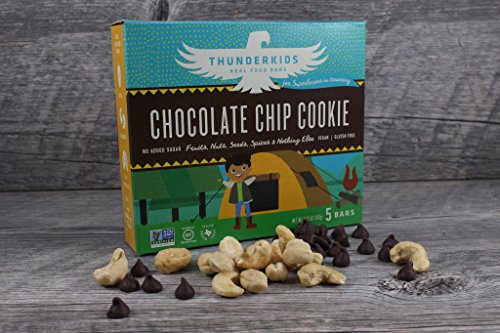 Thunderkids Paleo and Vegan Snacks - Real Food Kids Bars - Box of 5 - No Added Sugar, Grain and Gluten Free, Whole 30, Non-GMO (Chocolate Chip Cookie)